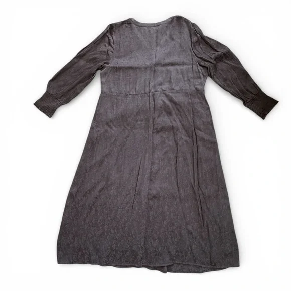 J. Jill Crinkle Textured Smocked Sleeve Dress in Oxford Grey | Like-New | Sz M - Picture 7 of 15